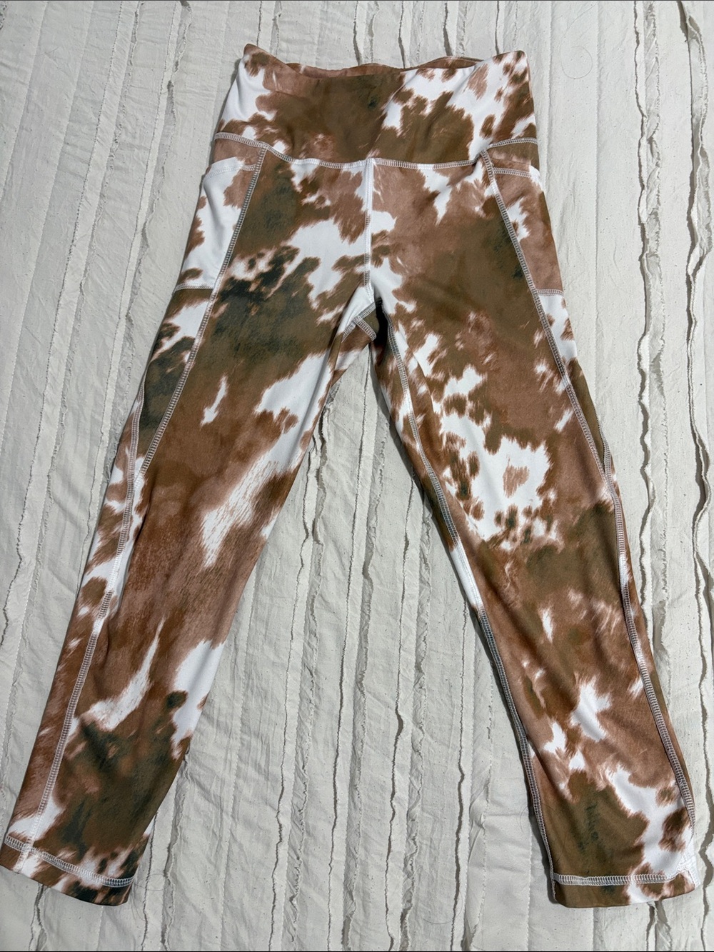Gottex Brown and White Cow-Spot High-Waist Leggings